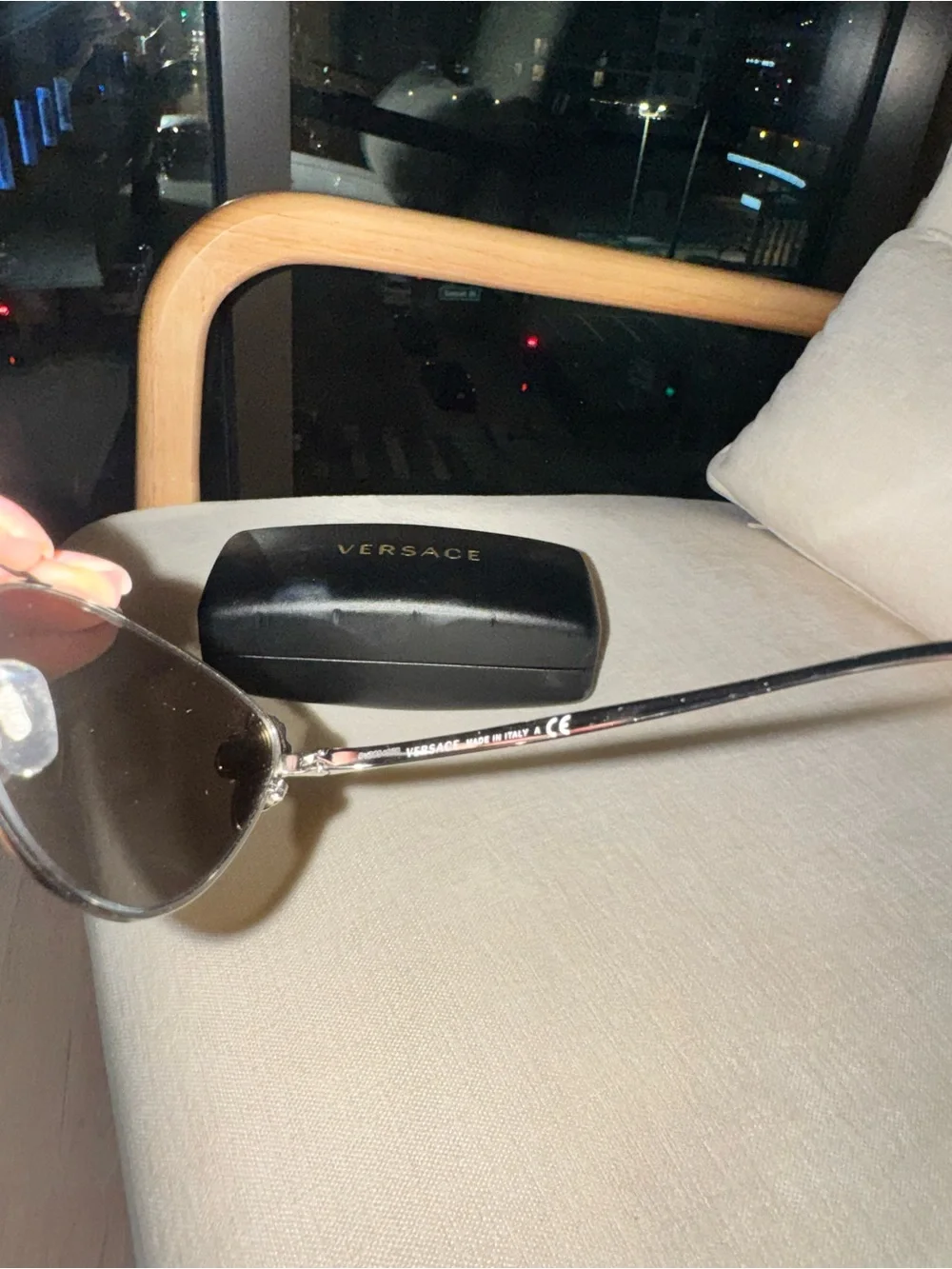 Versace Mirrored Cat Eye Sunglasses Crystal Studded Aviator Silver Frame